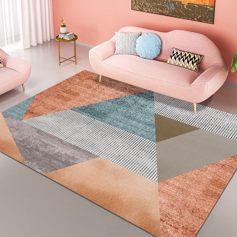 Orange Nordic Carpet Polyester Feather Carpet Washable Carpet for Living Room