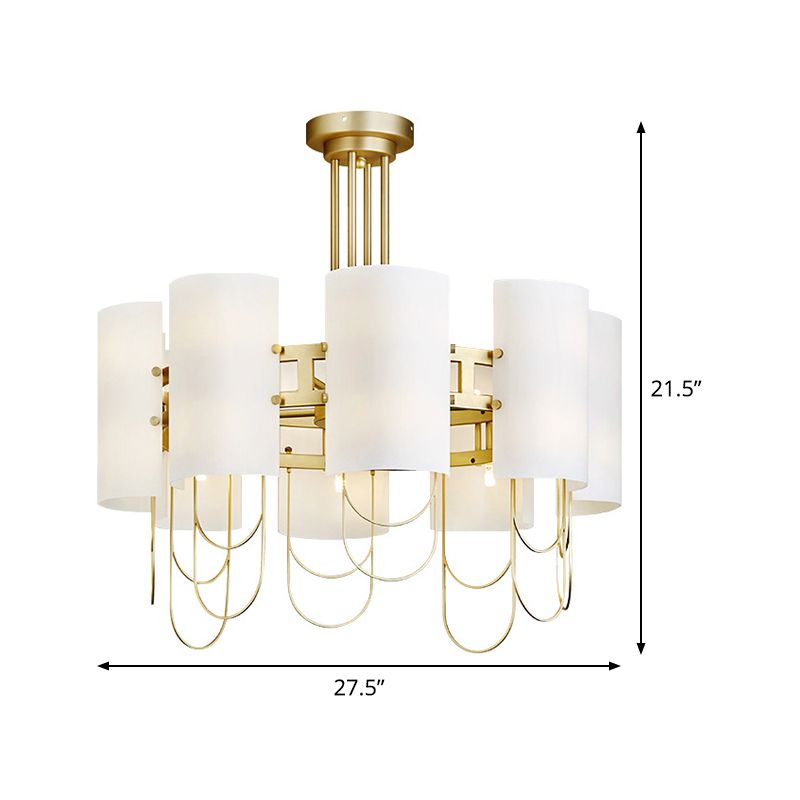Lustre en forme de tambour 16-Light Lampe suspension de suspension de plafond en marbre blanc en or blanc traditionnel pour le salon