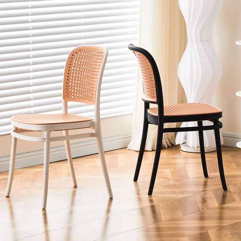 Contemporary Armles Dining Side Chair with Natural Back Stacking Chair