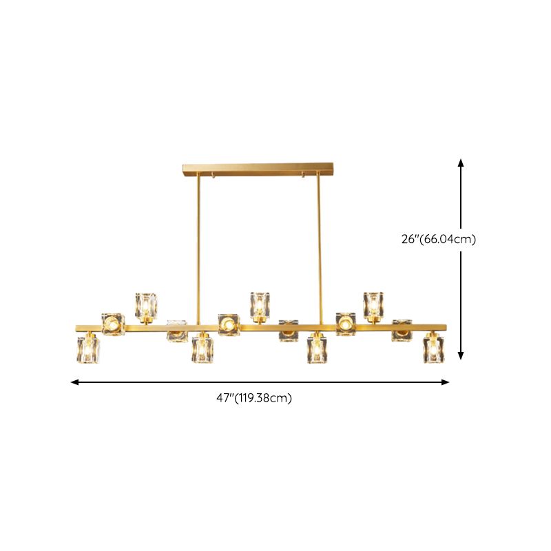 Contemporary Golden Kitchen Island Lighting 7/9/11/13/15-Light Crystal Ceiling Light