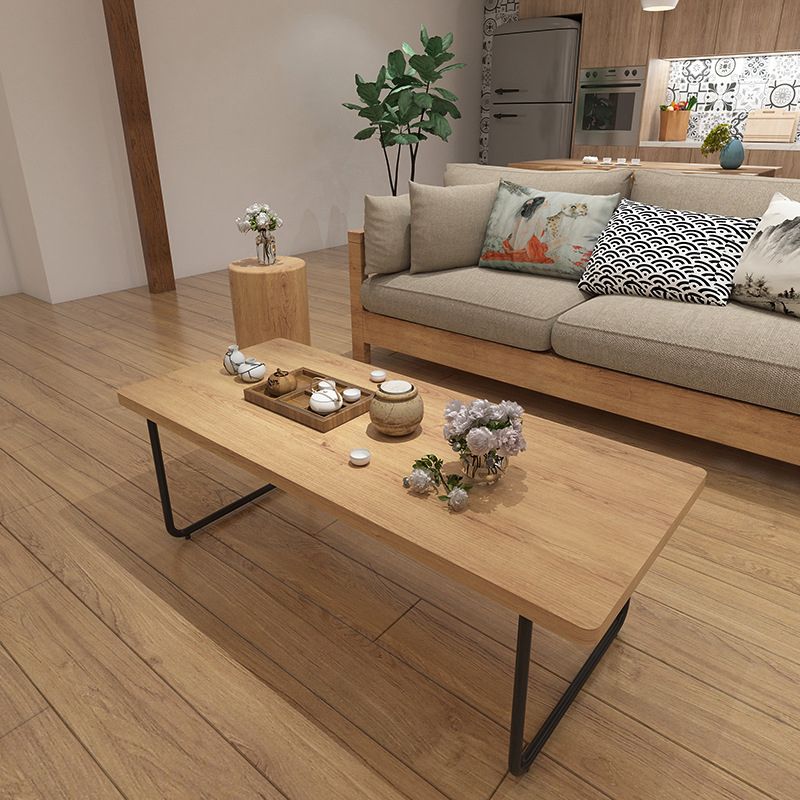 Contemporary Sled Coffee Table Solid Wood Coffee Cocktail Table