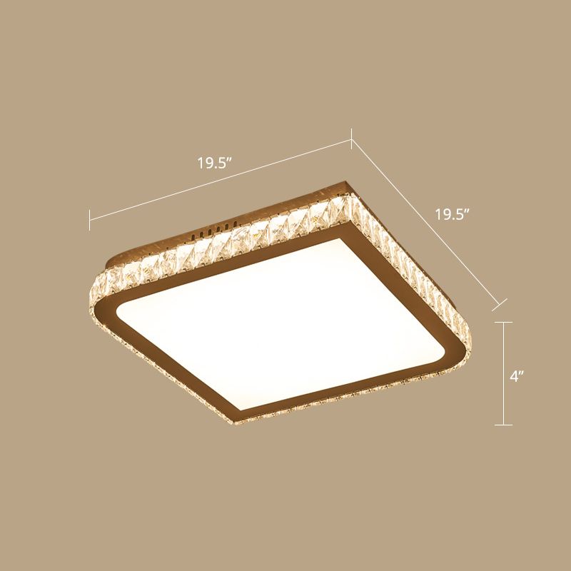 Prismatic K9 Crystal Geometric Ceiling Fixture Simple White LED Flush Mount Lighting for Bedroom