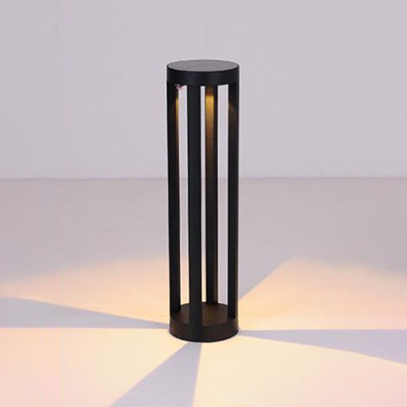 Open Shaped LED Lawn Light Modern Style Aluminum Outdoor Landscape Lighting in Black