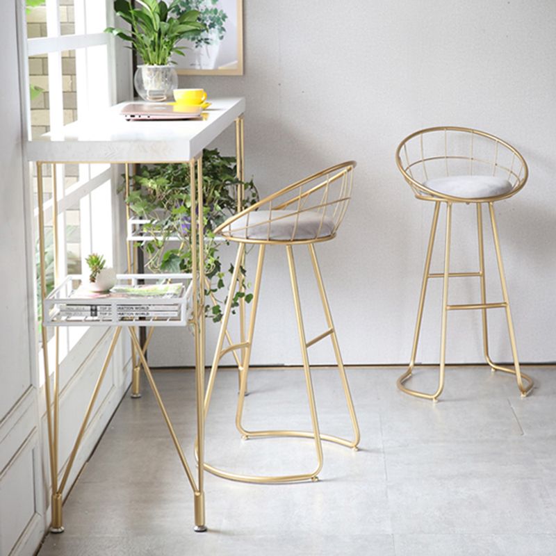 Contemporary Style Counter Stool Upholstered Bar Stool with Metal Base