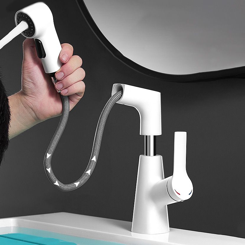 Modern Vessel Sink Faucet Lever Handle Pull-out Bathroom Faucet