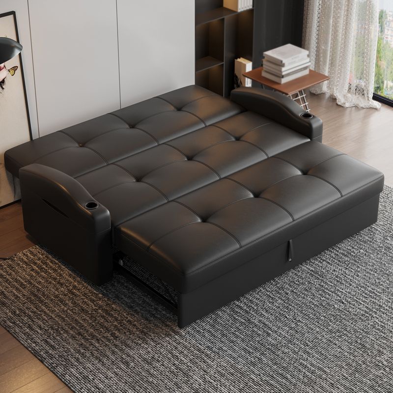 Scandinavian Convertible Sofas Black Tufted Back Sleeper Sofa