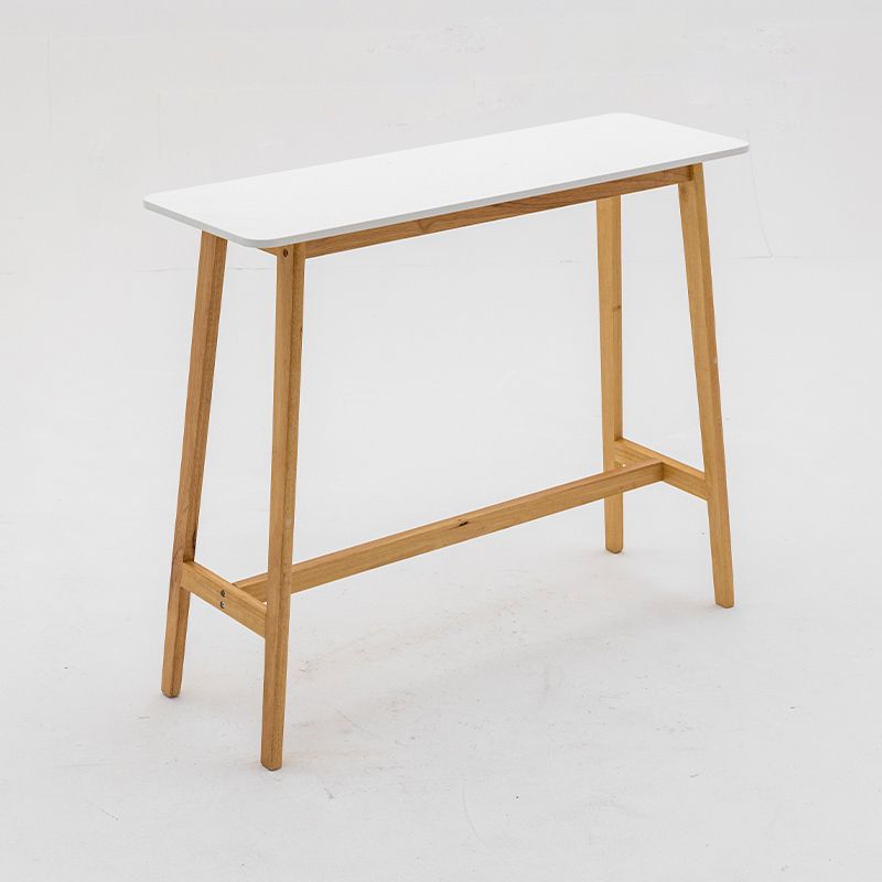 Modern Style Bistro Bar Table Rectangle Solid Wood Bar Table with Footrest