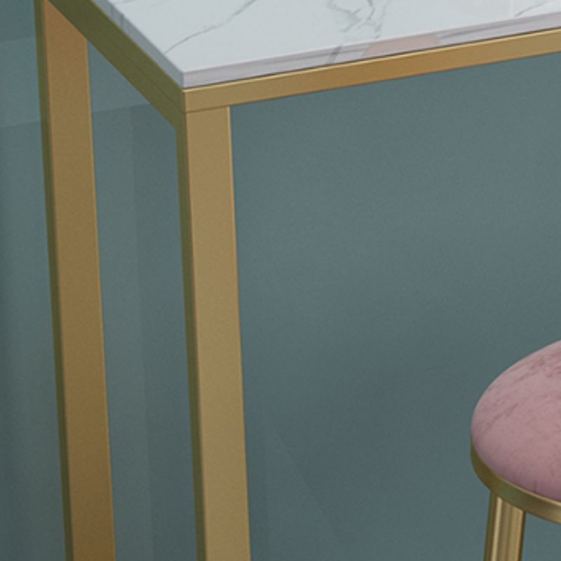 Glam 1/4 Pieces Bar Table Set Rectangle Stone Counter Table with High Stools for Kitchen