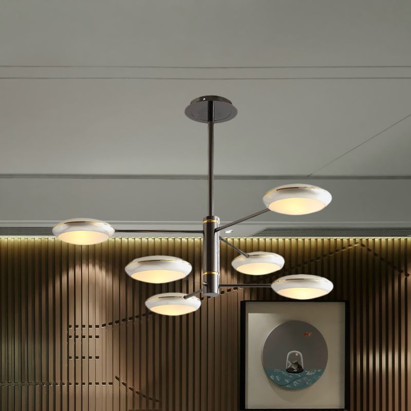 Gold/Black 2-Tier Starburst Chandelier Contemporary 6/8 Lights Metal LED Hanging Ceiling Lamp
