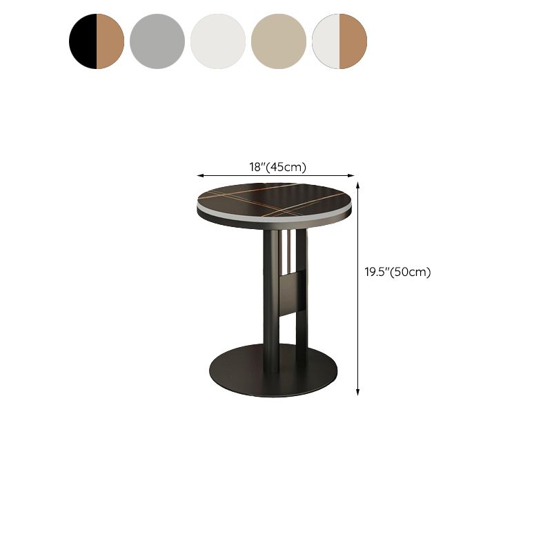 Contemporary Accent Side Table Round Pedestal Living Room Metal Corner Table