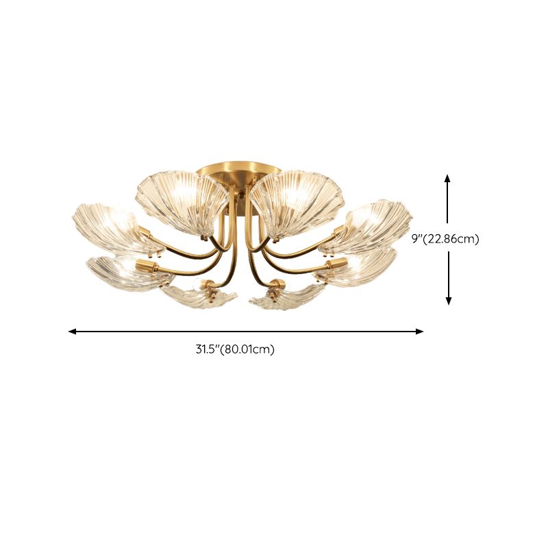Nordic Style Ceiling Light Shell Shape Ceiling Lamp with Glass Shade for Bedroom