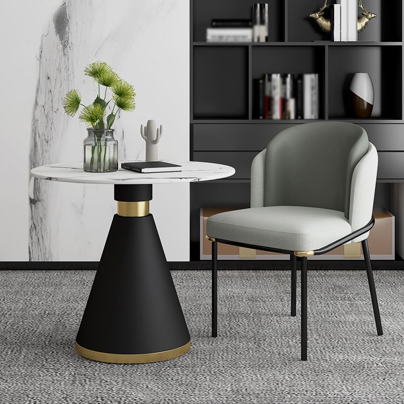 Glam Round Dinette Set 1/2/4/5 Pieces Black Dining Table Set with White Sintered Stone Top