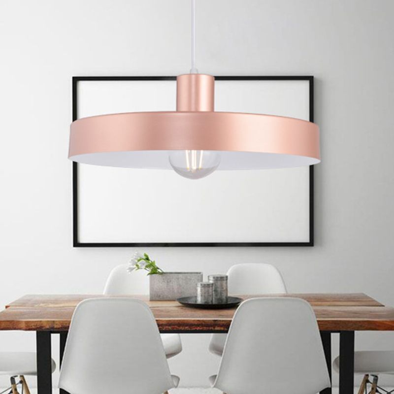 Pink Circle Down Lighting Contemporary 1 Head Metal Hanging Pendant Light for Living Room