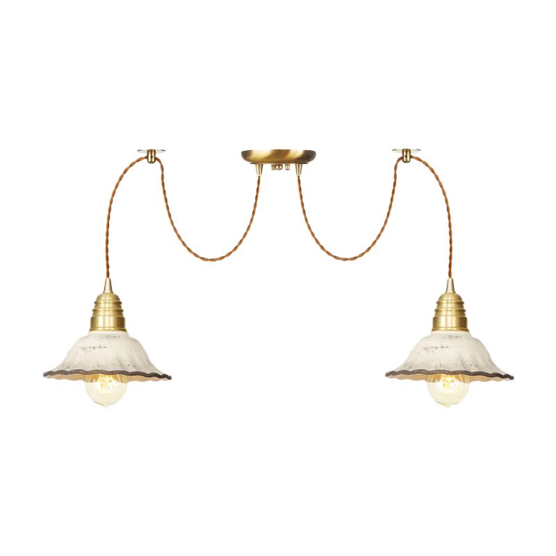 2/4/6 Lampen mit überbrochenem Multi -Licht -Anhänger traditioneller Goldkeramik -Swag Hanging Lamp Kit
