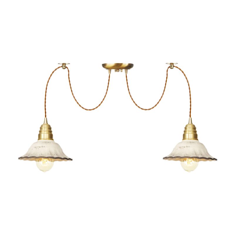 2/4/6 Bulbes Saconnais Pendard Multi Light Traditional Gold Ceramics Swag Hanging Lamp Kit