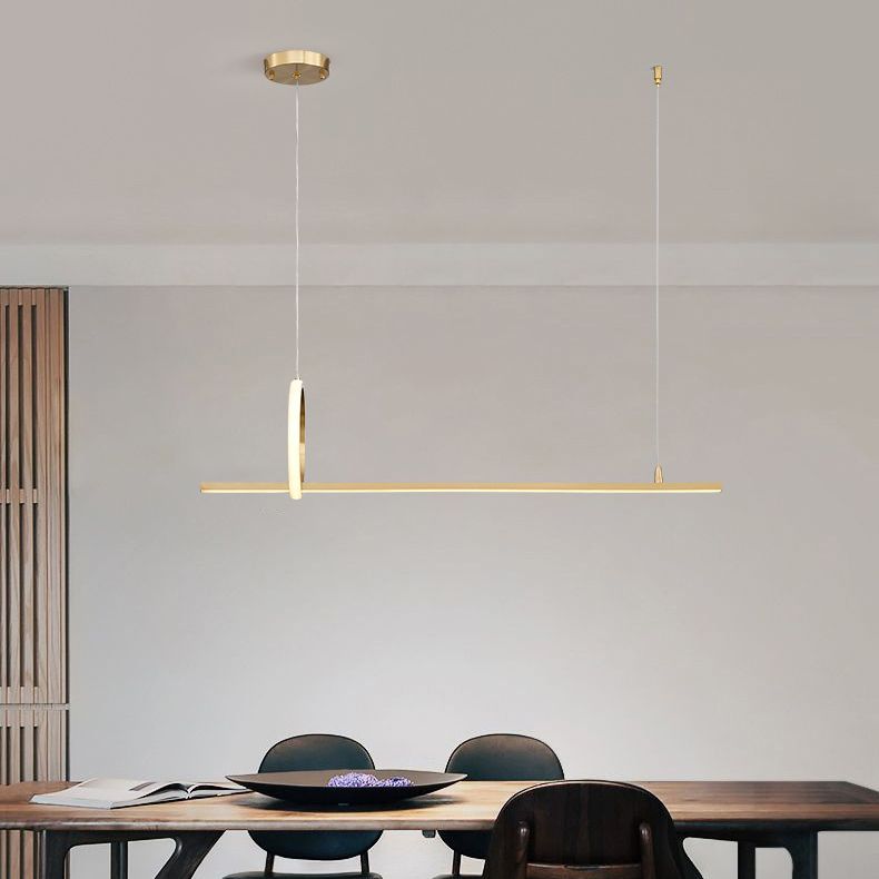 Metal Linear Island Pendant Lighting Modern 2-Light Island Light Fixtures