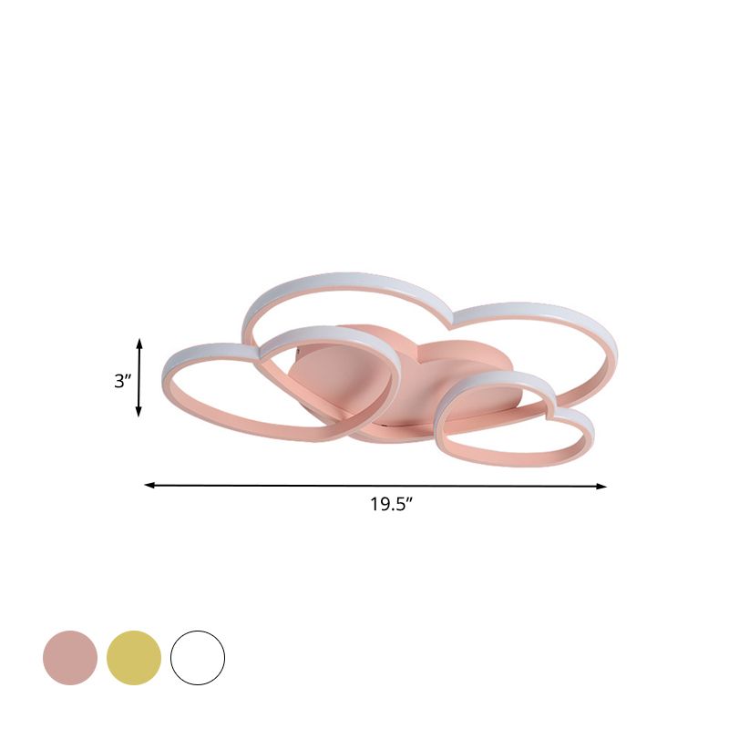 Heart Design Acrylic Ceiling Lighting Minimalist LED White/Pink/Gold Finish Flush Mount Light Fixture