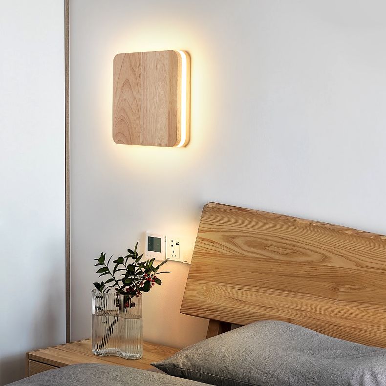 Modern Wall Sconce, illuminazione montata in legno giapponese a 1 luce per camera da letto