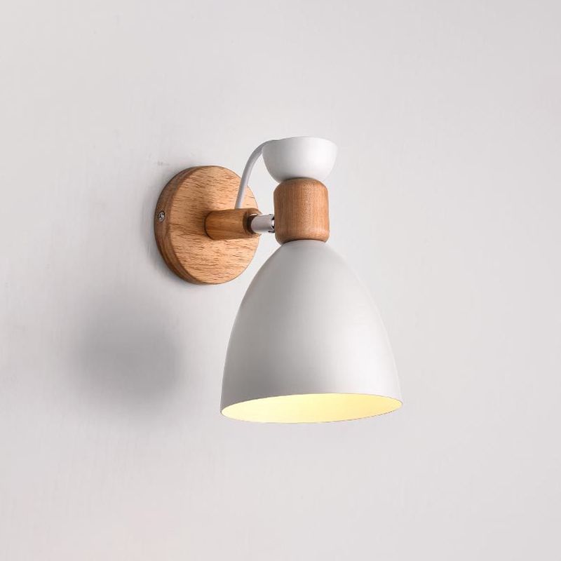 Nordic Metal Wall Light Geometric Colorful Wall Sconce with Wood for Living Room