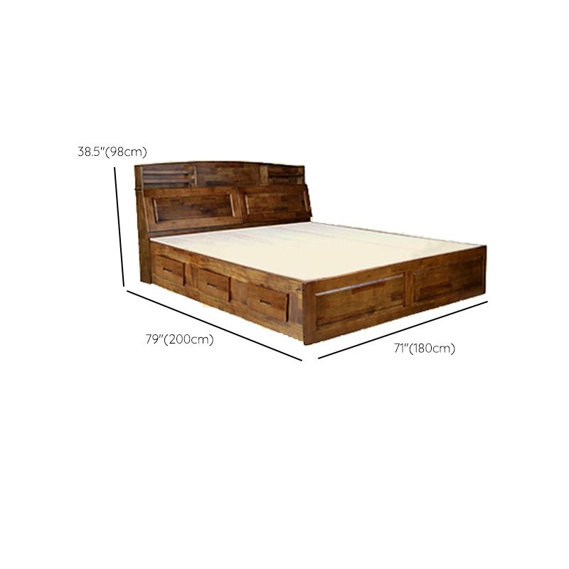 Mid-Century Solid Wood Standard Bed Footboard Bed with Headboard