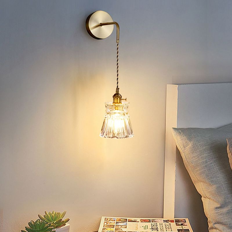 Nordic Style Wall Light Geometry Shape Wall Lamp with Glass Shade for Bedroom