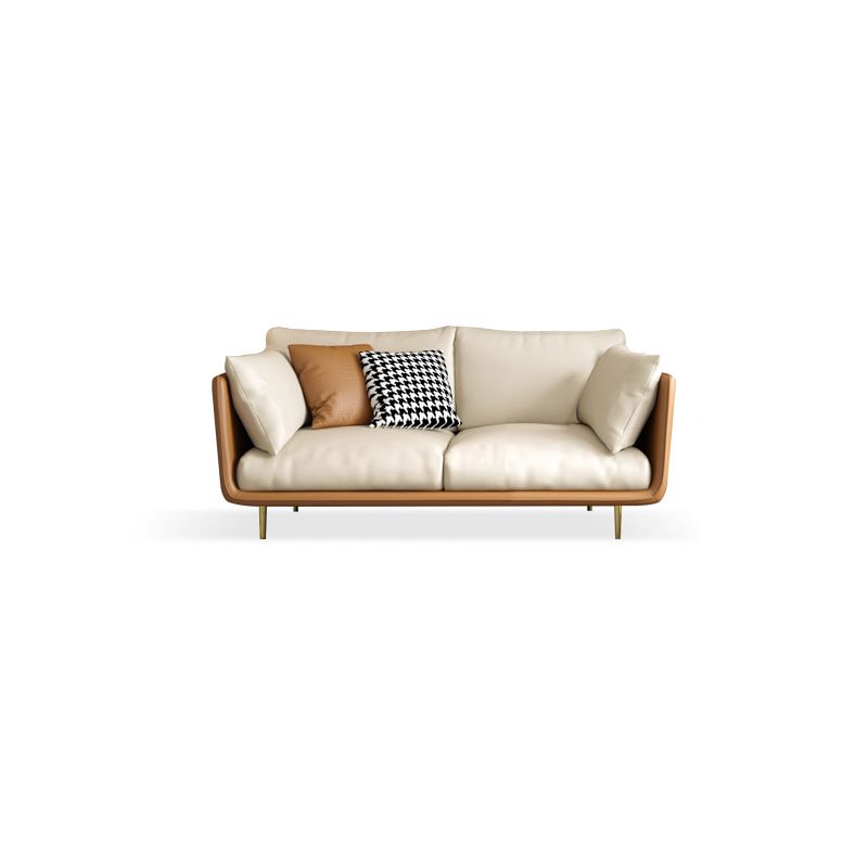 Stationary Stain Resistant Leather Living Room Pillow Top Arm Seating