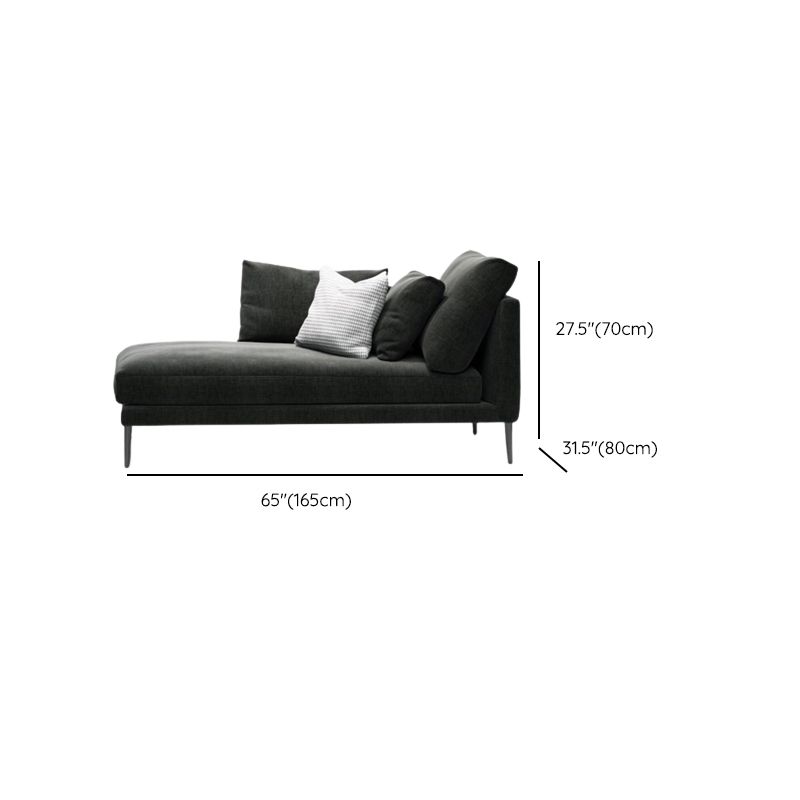 Contemporary Black with Arms Chaise Wood Pillow Top Arms for Bedroom Living Room