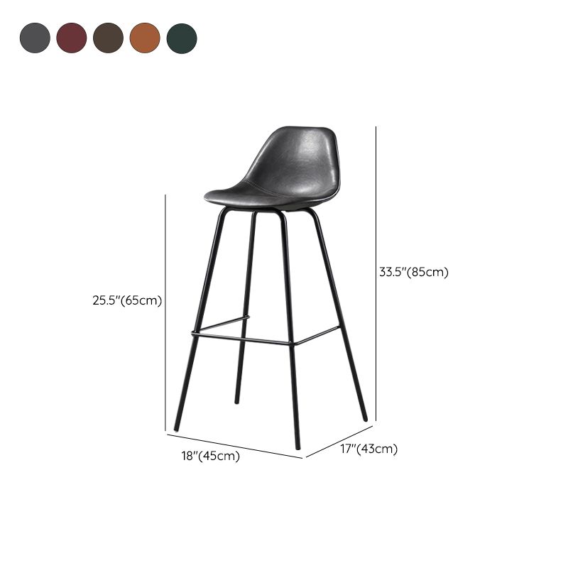 Faux Leather Dining Stools Contemporary Armless Bar Stools with Metal Base