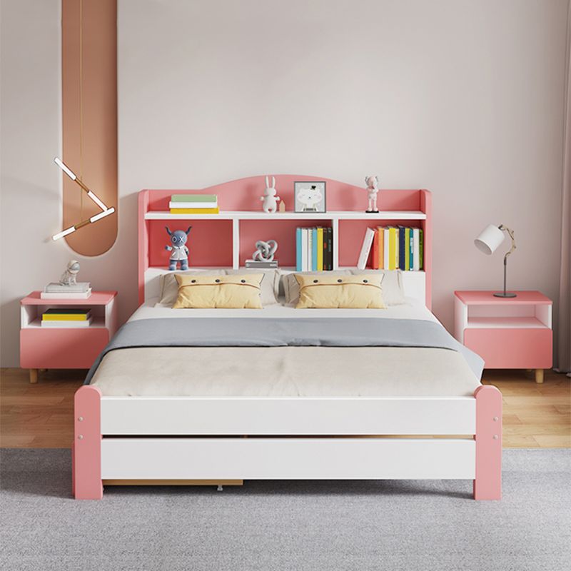 Modern Solid Wood Bed Bookcase Included Bed with Headboard for Bedroom