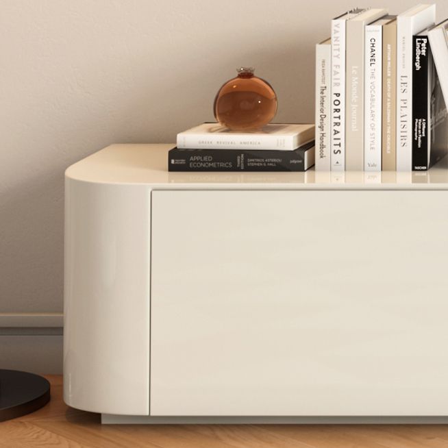 Round Pedestal 1-Drawer Modern White 2 Piece Bunching Tables for Bedroom