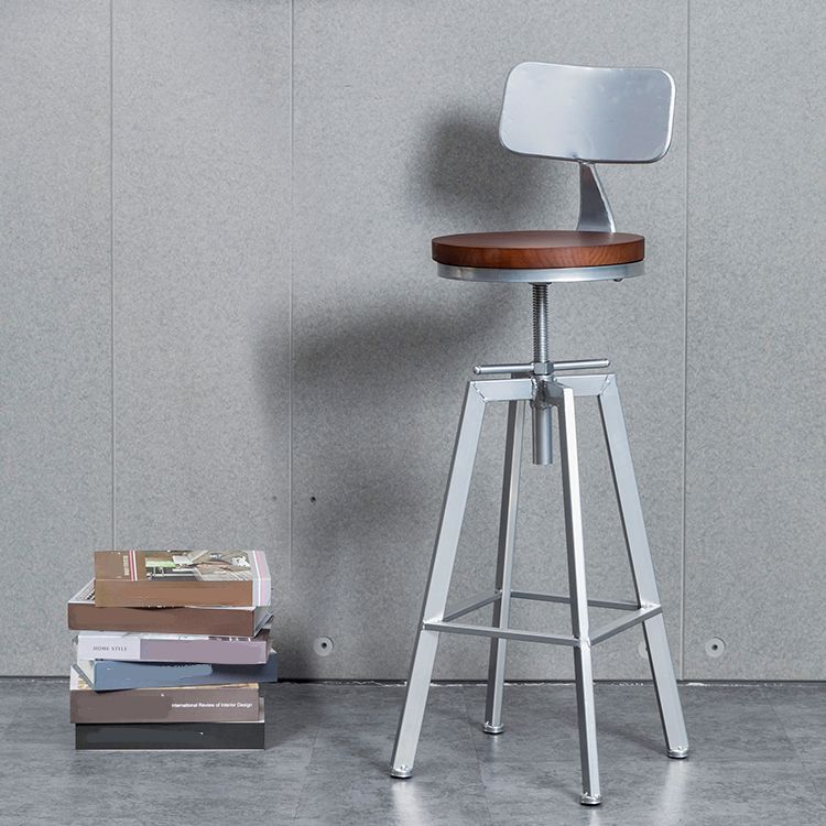 Industrial Style Wood Top Barstool Adjustable Bar Stool for Living Room