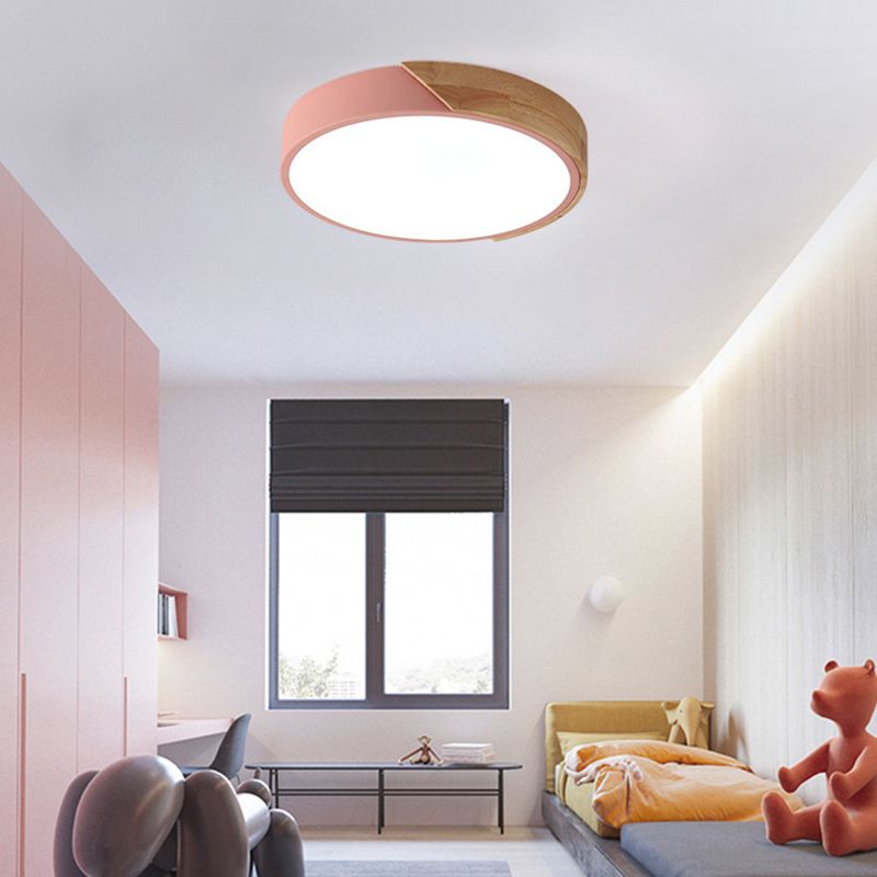 Round Flush Mount Light 1 Light Acrylic Modern Macaron Flush Mount Spotlight for Bedroom