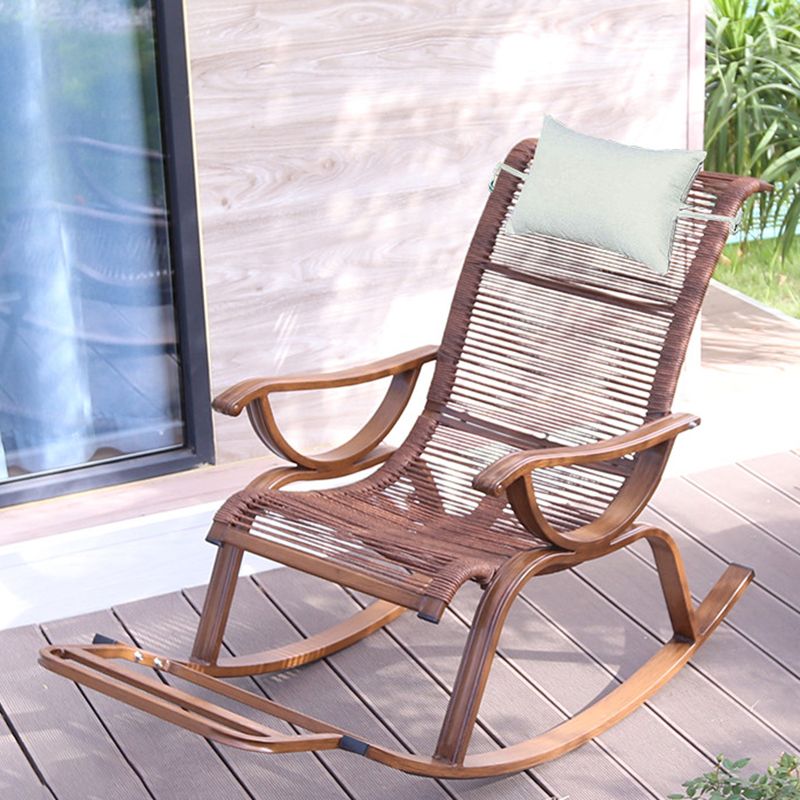 Wicker Modern Rocking Accent Chair Ergonomic Spindle Rocker Chair for Outdoor
