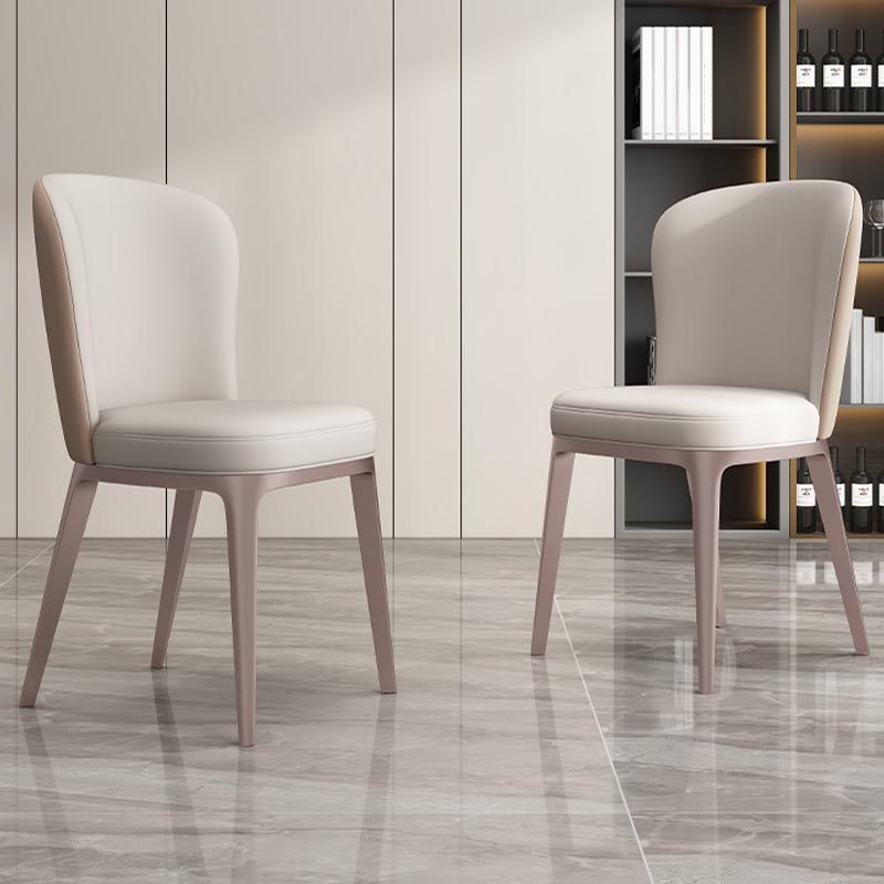 Contemporary Metal Dining Chair Parsons Furniture in Matte Finish for Home