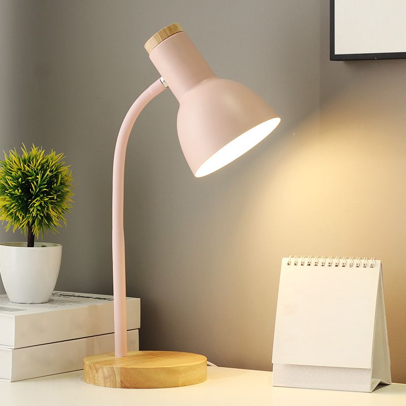 Luces de mesa nocturna de macarrón campana lámparas de mesita de noche de 1 dormitorio con sombra de metal