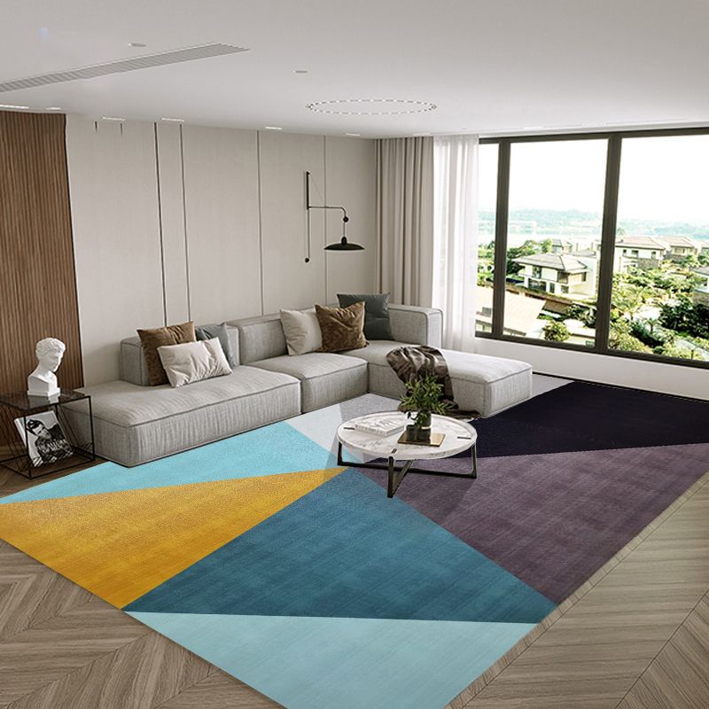 Navy Abstract Pattern Carpet PVC Modern Carpet Washable Carpet for Home Decor