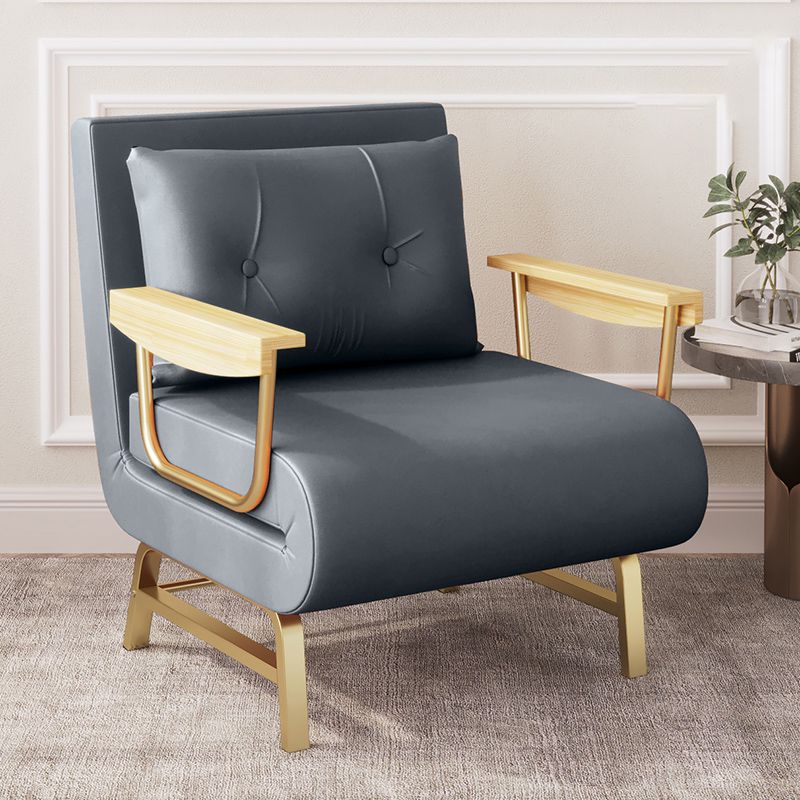 Glam Sofa Bed Bonded Leather Pillow Back Square Arms Sleeper Sofa