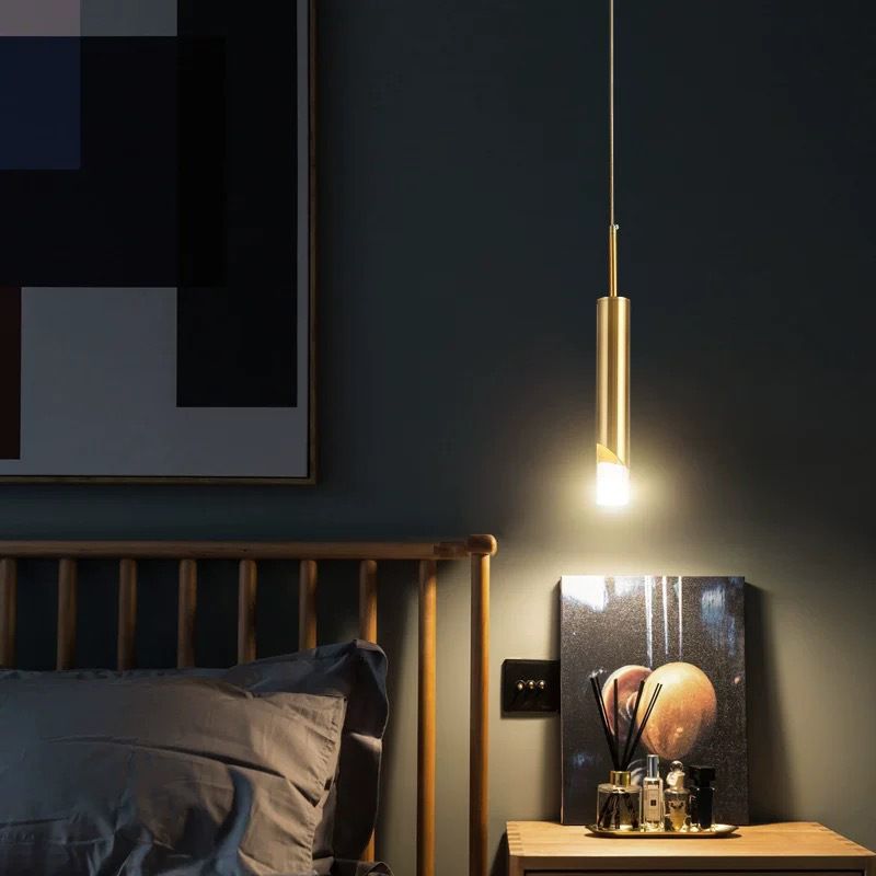 Cylindrical Acrylic LED Hanging Light in Modern Simplicity Wrought Iron Pendant Light for Bedroom