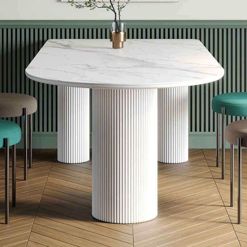 Metal Contemporary Free Form Table White Sintered Stone Table for Dining Room