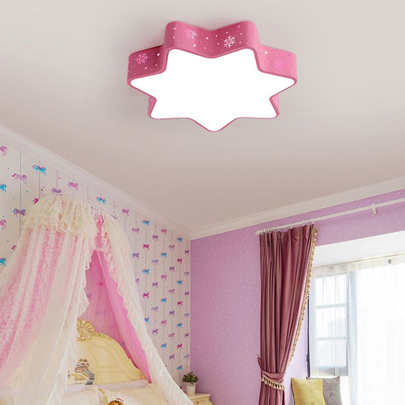Macaron 15"/19"/23" W Ster Plafond Opgezette Fixture Acryl LED Flush Licht in Roze/Blauw voor Kid Slaapkamer, Warm/Wit/2 Kleur Licht