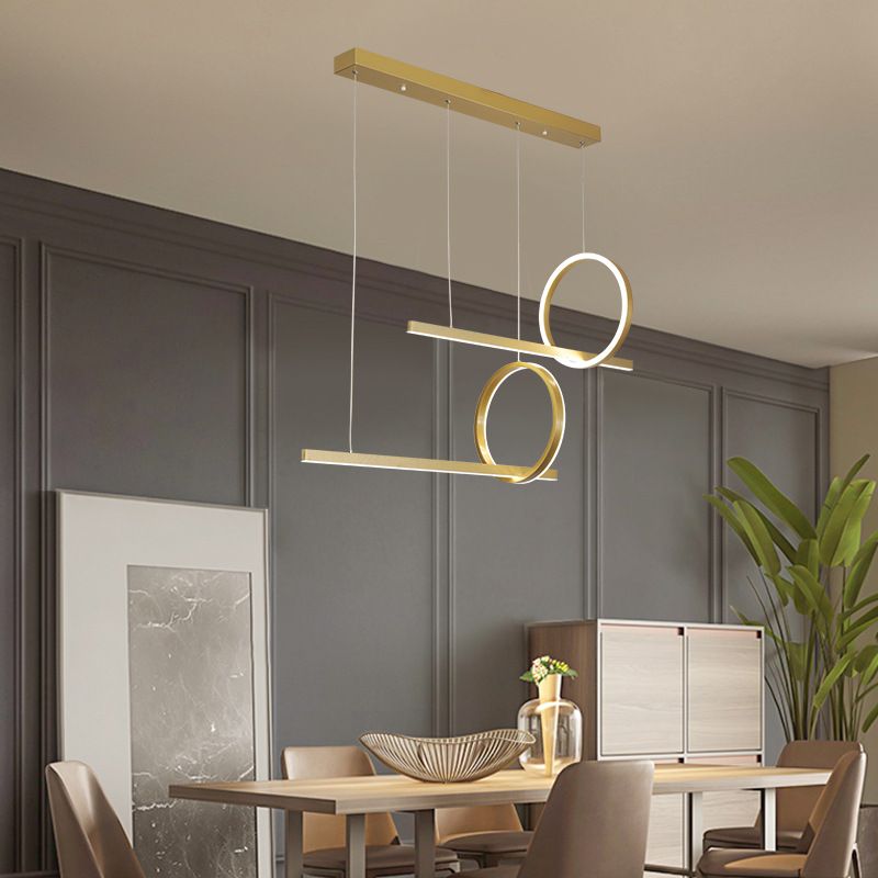 Modern Metal Island Light Geometric LED Island Pendant for Dining Room