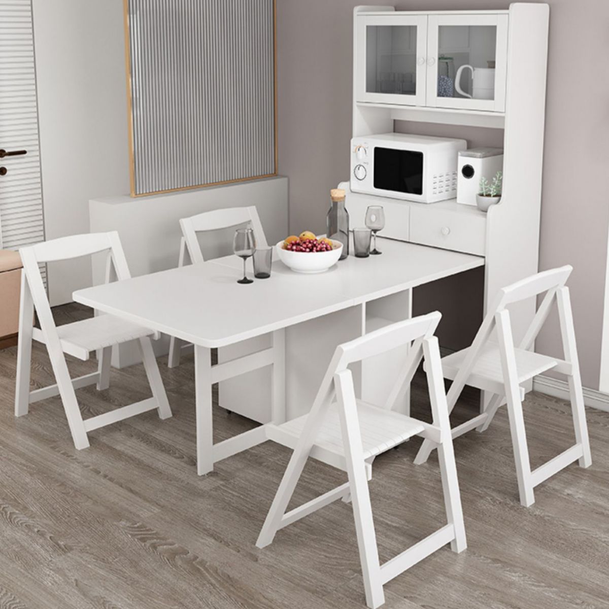 1/3 Piece Rectangle Shape Dining Room Furniture Set in White