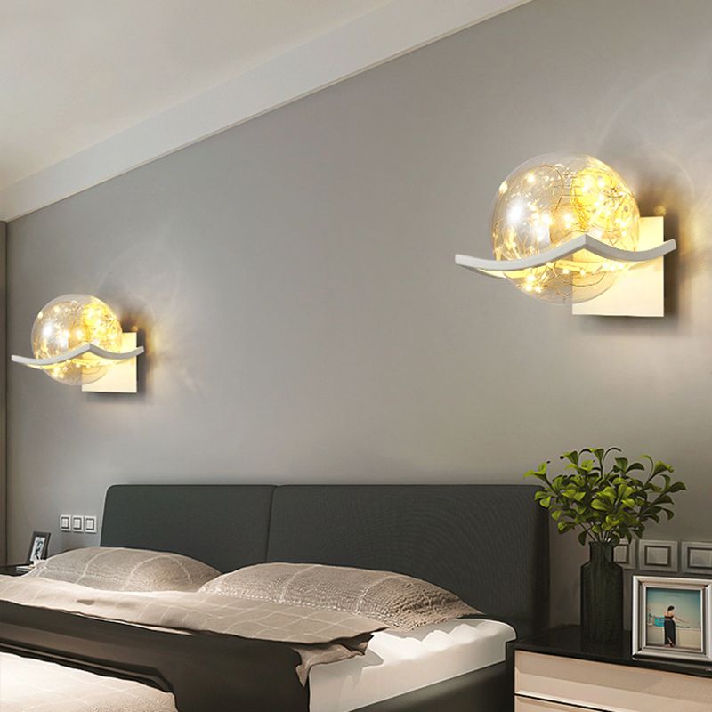 Single Golden/White/Black Wall Mounted Sconce Modernism Glass Shaded Wall Light for Foyer