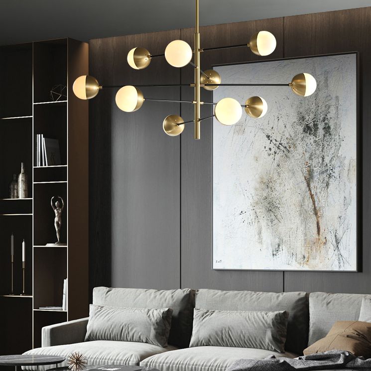 Lampadella in ottone in ottone in stile post-moderno in metallo + glass sfera di stile molecolare accompagnamento in oro