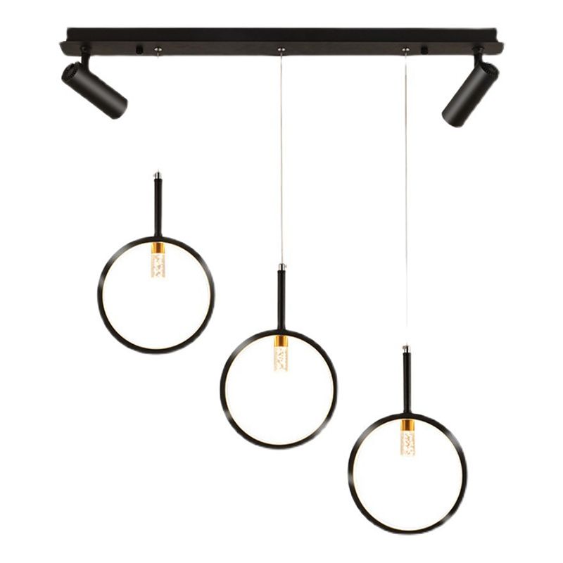 Luz de hierro forjado de isla lineal creativa moderna Luz de hierro forjado con sombra de silicona