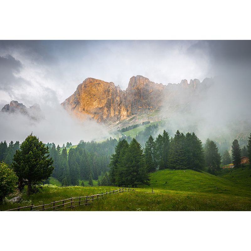 Mountain with Cloud View Mural Contemporary Washable Family Room Wall Covering, Custom Print