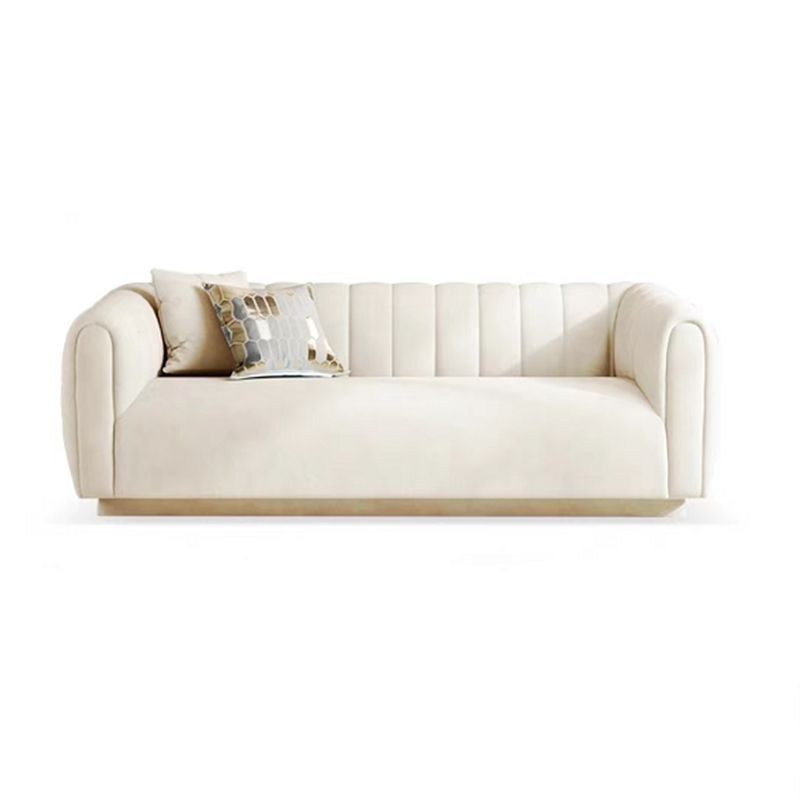 Contemporary Sewn Pillow Back Sofa Tuxedo Arm Wool Sofa - 2/3-Seater