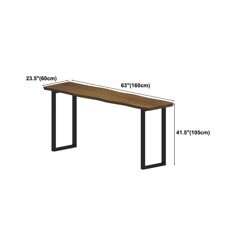 Rectangle Pine Wood Top Bar Table Industrial Bar Table with Double Pedestal in Black