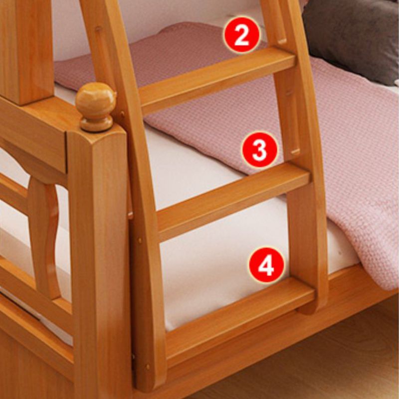 Solid Wood Bunk Bed Modern Style Natural Bunk Bed with Headboard