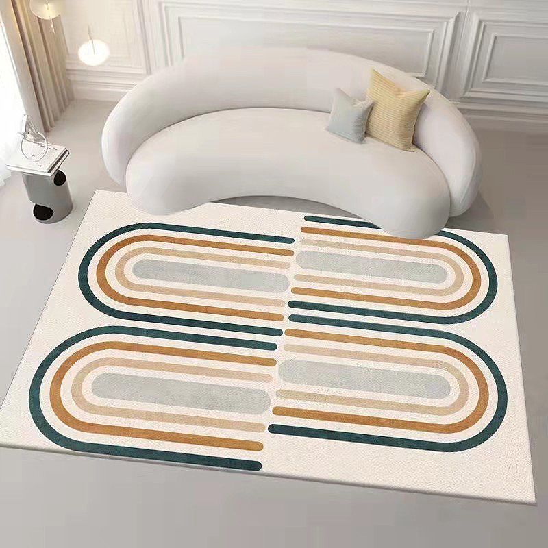 Geometric Indoor Rug Modern Khaki Tone Area Rug Washable Polyester Carpet for Living Room